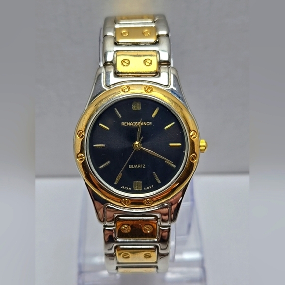 Womens Vintage Renaissance 34mm Watch Gold Silver Tone Watch New Battery Classic - Picture 1 of 9